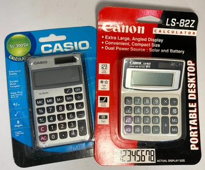 Pocket Calculators Lot of 2 Casio SL300SV & Canon LS82Z SL-300SV LS-82Z NEW NIP - Image 1 of 4