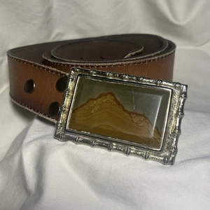 Vintage 3D Achat Geode Stein Kristall Tasche Gürtelschnalle mit Gürtel 33” - 35” - Bild 1 von 7