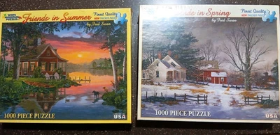 2 Rompecabezas Sellados 1000 Piezas-Rompecabezas de Montaña Blanco Amigos en Verano y Primavera Foto 1 de 3