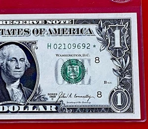 1969C STAR NOTE $1 DOLLAR BILL ( ST LOUIS H ) UNCIRCULATED - Picture 1 of 3