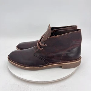 Clarks Men Size 11.5 15522 Brown Washed Leather Lace Up Ankle Chukka Boot - Picture 1 of 11