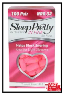 Hearos Sleep Pretty In Pink Earplugs 100pk NRR 32 Helps Block Snoring - Picture 1 of 3