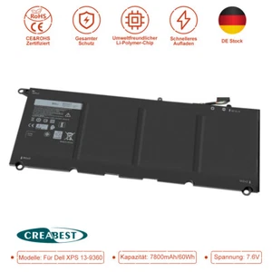 7.6V PW23Y Akku Für Dell XPS 13 9360 13-9360-D1605G D1705 D1509 RNP72 TP1GT 60Wh - Photo 1/12