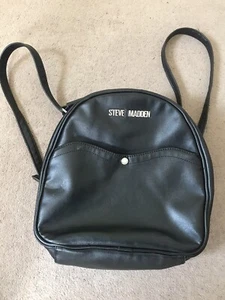 Steve Madden Book Bag Backpack Black Faux Leather Adjustable Straps - Picture 1 of 7