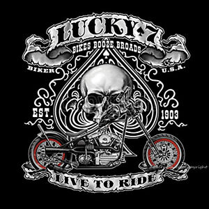 Biker T-Shirt Rocker Custom Harley-Chopper-Motiv Skull Motorbike *4240 black