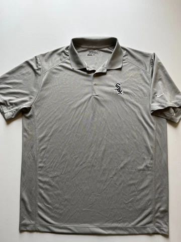 Nike Chicago White Sox Polo Shirt Mens XL Gray Short Sleeve Dri-Fit Baseball MLB Cover
