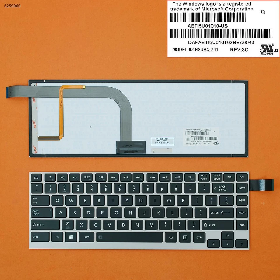 Teclado para Toshiba Satellite Click W30-A W30DT-A moldura prata preto (iluminado) - Imagem 1 de 3