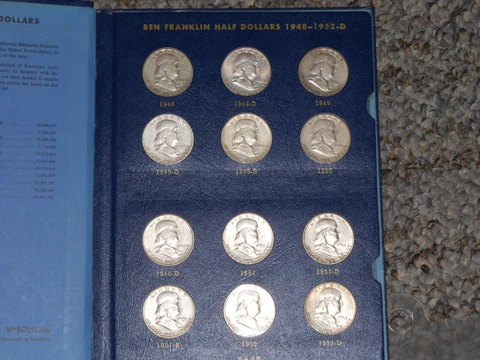 COMPLETE SILVER FRANKLIN HALF DOLLAR COLLECTION 1948 PDS - 1963 PD XF TO GEM BU Cover