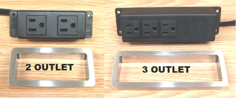 Recessed AC Power Plug Strip w/ Stainless Cover (E317850) (2 or 3 Outlets) READ - Image 1 of 2