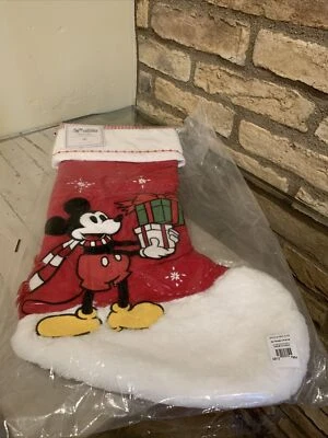 Pottery Barn Niños Mickey Acolchado Navidad Medias Decoración Rojo Regalo Sin Mono Nuevo Foto 1 de 2