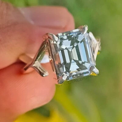 Anillo solitario de diamantes grises certificado de 5,55 quilates, gran brillo Foto 1 de 4