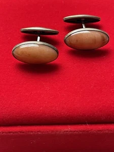 925 Sterling Silber Vintage Manschettenknöpfe mit Naturstein - Bild 1 von 10