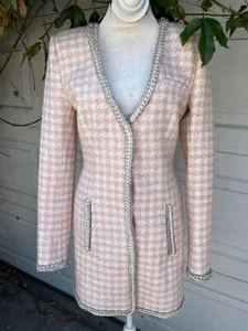 Vestido Mini Blazer Assignment Bridgette Rosa Tweed Plateado Manga Larga Pequeño - Imagen 1 de 7