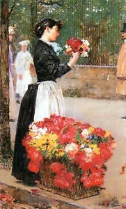 Blumenmädchen von Childe Hassam Giclée Kunstdruck Reproduktion auf Leinwand - Bild 1 von 1