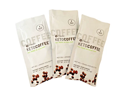 It Works! New And Improved Keto Coffee 3 Single Packets MCT oil - Image 1 of 4