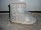 GIRLS SILVER ENCRUSTED ANKLE BOOTS SIZE 9/27 BRAND NEW WITH FAUX FUR LINING