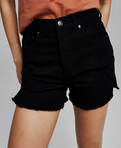 $34 And Now This Women's Black High-Rise Frayed Denim Shorts Size 25 - Picture 1 of 3