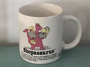 Vintage 1986 Shopasaurus Keramik Kaffeebecher Dinosaurier Dame lustig TOP! - Bild 1 von 1