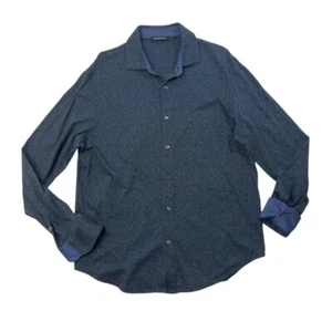 Bugatchi Shirt Mens L Large Blue Mercerized Cotton Printed Button Up Long Sleeve - Picture 1 of 8