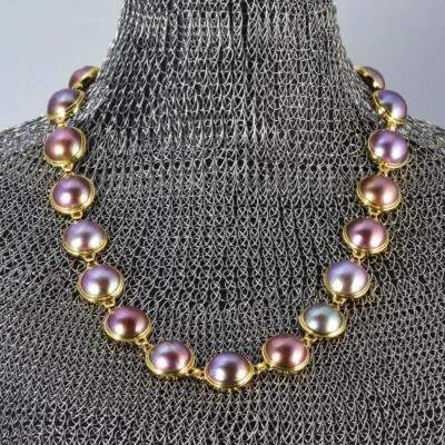Elegant 20 inch Mabe Pearl Necklace & Vermeil Gold-plated Sterling Silver 95.10g - Image 1 of 4