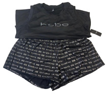 Bebe Womens Tank Top and Lounge Shorts Sleepwear Set- Black, 2XL
