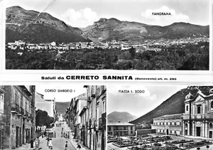 7639) SALUTI DA CERRETO SANNITA (BENEVENTO). 3 VEDUTINE. VIAGGIATA. - Bild 1 von 2