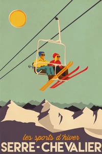 Serre Chevalier Vintage Travel Ski Art Wall Indoor Room Poster - POSTER 20x30 - Picture 1 of 4