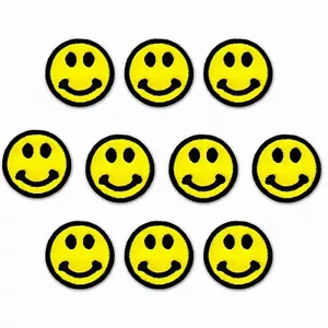 Smiley Patches (10-Pack) Emoji Smiley Embroidered Iron On Patch Appliques - Picture 1 of 3