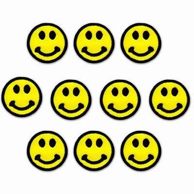 Parches Smiley (paquete de 10) Emoji Smiley bordado hierro en parche apliques Foto 1 de 3