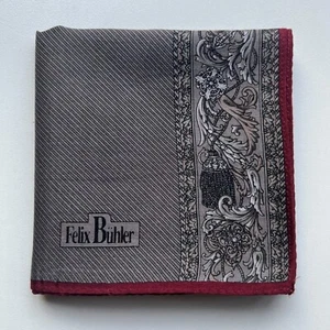 HANDKERCHIEF VINTAGE ART GRAY PATTERNED MEN'S POCKET SQUARE COTTON 19" (A0127) - Picture 1 of 3