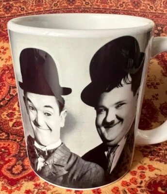 Tea Coffee Mug Laurel and Hardy printed Large Handle Handmade in UK