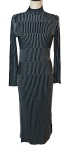 COS Women’s Striped Long Sleeve Mock Neck Rib Sweater Dress size S NWT Midi - Picture 1 of 10