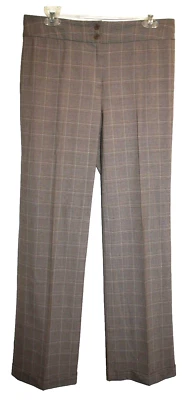 Повседневный угловой женщин желтовато-коричневый коричневый узор эластичной платье брюки размер 6 (31 x 33) с манжетами - Изображение 1 из 2