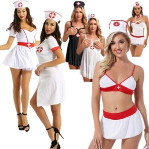 Damen Freche Krankenschwester Cosplay Kostüm Outfit Halloween Sexy Krankenschwester Dessous Set - Bild 1 von 79