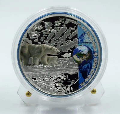 Palau 2020 The Polar Ecosystems 2 oz moneta color argento a prova di altorilievo - Immagine 1 di 4