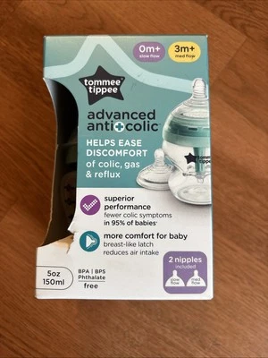 Tommee Tippee Advanced biberón anticólicos y 2 pezones (0m+ / 3m+) Foto 1 de 4