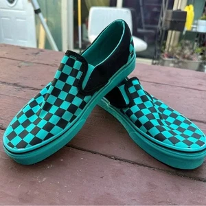 SELTENE Vans Classic türkis karierte Slipper Skateschuhe Größe 8,5 W 7,0 Herren - Bild 1 von 5