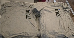 Huge Lot Intel Logo Gray T Shirts 9 XL 29 Large Brand New One Sided - Picture 1 of 3