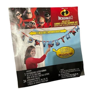 Incredibles 2 Movie Happy Birthday Jumbo Letter Banner Kit Party Celebrate - Picture 1 of 4