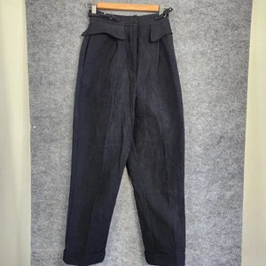 Acler Pants Womens Size 8 Black Cotton High Waist Tapered Designer Pockets - Picture 1 of 14