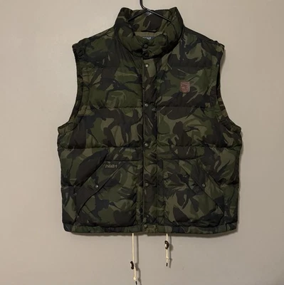 Polo Ralph Lauren 90s Camo Down Filled Puffer Vest FullZip Snap Gorpcore Men XXL - Image 1 of 4
