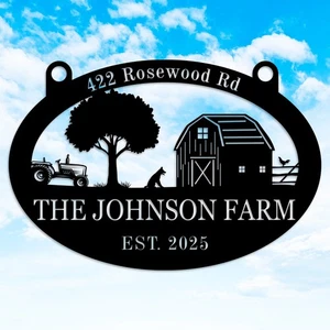 Custom Metal Farm Sign, Personalized Farmhouse Wall Plaque - Picture 1 of 5