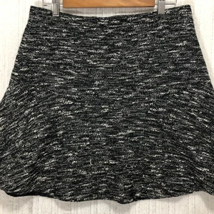 J. Crew Tweed Fit Flare Skirt Black White Textured Knee Length Women's Size 10 - Picture 1 of 7