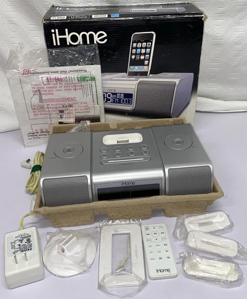 iHome iH9 часы радио стерео акустическая система с iPod iPhone док-станция пульт дистанционного управления проверено - Изображение 1 из 4