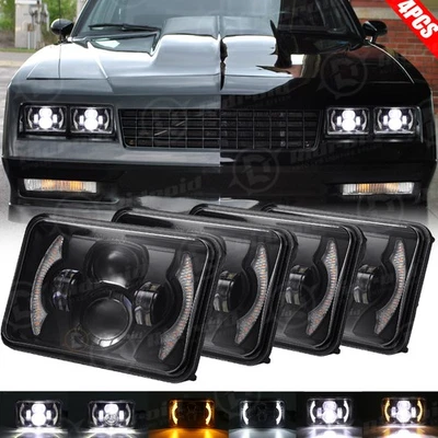 4PCS 4x6" LED Headlights Hi/Lo Beam for 1980-1988 Oldsmobile Cutlass Supreme DRL - Image 1 of 4