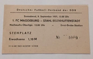 Orig. Ticket 1.FC Magdeburg BSG Stahl Eisenhüttenstadt 9.9.89 DDR Oberliga FCM - Picture 1 of 2