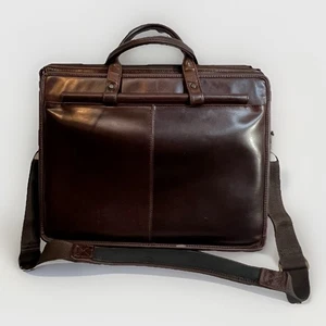 Borsa a tracolla vintage Pelle Studio pelle marrone laptop ufficio messenger valigetta - Foto 1 di 11