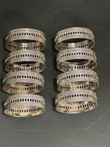 Set of 8 Silver Metal Filigree Napkin Rings - Picture 1 of 4