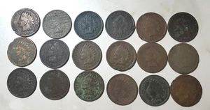 Lotto di 18 penny testa di indiano date casuali 1835-1906 - Foto 1 di 1