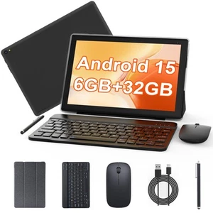 2 in 1 Tablet with Keyboard, Android 15 Tablet 10 inch, 6GB RAM+32GB ROM Supp... - Picture 1 of 7